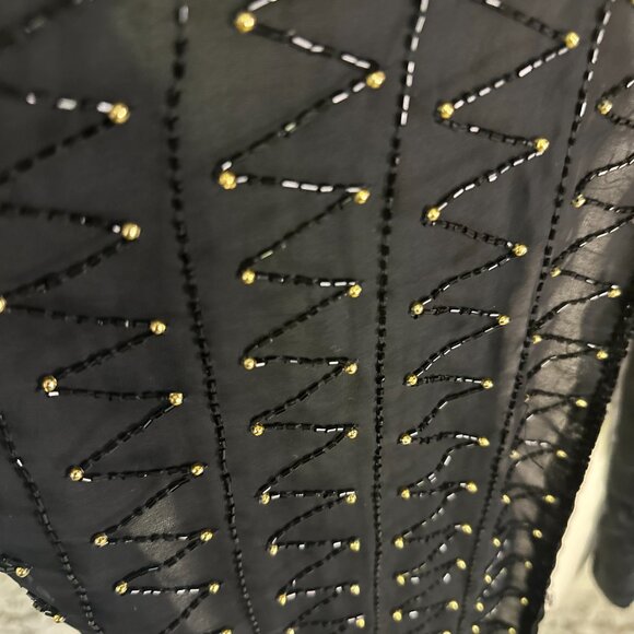 Vintage Black and Gold Beaded Vest Size 20 - Picture 2 of 4